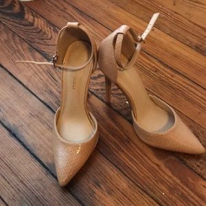 Shoe Republic Nude Snakeskin Heels